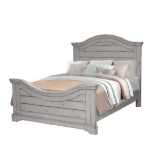 Make the warm and welcoming Stonebrook Bedroom collection a part of your home.  The Antique Gray finish is lightly distressed giving character to this well crafted collection.  The Queen Panel Bed features an arched and planked headboard with thick molding detail.   The footboard adds interest and individuality with its planked and inverted arch design.   Purchase includes Queen Headboard