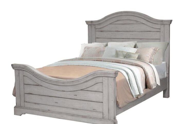 Make the warm and welcoming Stonebrook Bedroom collection a part of your home.  The Antique Gray finish is lightly distressed giving character to this well crafted collection.  The King Panel Bed features an arched and planked headboard with thick molding detail.   The footboard adds interest and individuality with its planked and inverted arch design.   Purchase includes Queen Headboard