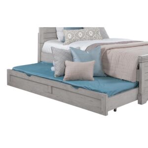 The warm and welcoming Stonebrook Youth Bedroom collection is scaled perfectly for smaller spaces.  The Antique Gray finish is lightly distressed giving character to this well crafted collection.  The Stonebrook Trundle provides extra sleeping or storage space and casters make it easy to move.  Optional trundle can be used with the twin bed