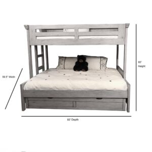 The warm and welcoming Stonebrook Youth Bedroom collection is scaled perfectly for smaller spaces. The Antique Gray finish is lightly distressed giving character to this well crafted collection.  The Twin Over Full Bunk Bed includes guardrails