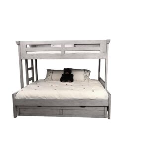 rail pack and a built in ladder for easy access to the top bunk.   Design details include crown molding on the cap rails and planked ends for that casual look.  Optional trundle is available for purchase separately.   13-piece slat roll mattress support systems are included with this bed.