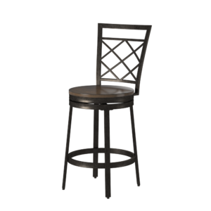 Add warmth to your dining or kitchen space with the Deidre Counter Height Stool.  The sturdy metal frame is powder coated in a durable burnished charcoal finish with a solid wood swivel seat.  Adjustable floor glides provide level seating on any surface and the circular foot rail adds comfort and stability.  Your purchase includes one counter height stool.