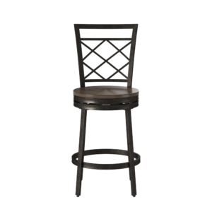 Add warmth to your dining or kitchen space with the Deidre Counter Height Stool.  The sturdy metal frame is powder coated in a durable burnished charcoal finish with a solid wood swivel seat.  Adjustable floor glides provide level seating on any surface and the circular foot rail adds comfort and stability.  Your purchase includes one counter height stool.