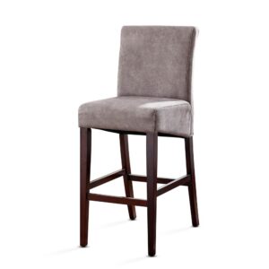 Stylish and contemporary the Audra Bar Stool is an updated take on the classic Parsons chair with a rolled back and and a Espresso frame.