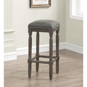 a comfortable foot rail and a durable dark grey bonded leather seat.  Great for areas where space is limited but your imagination is not!  Your purchase includes one counter height stool.
