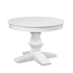Bring instant charm and warmth to your dining space with the Cottage Traditions’ Extendable Round Pedestal Table.  Finished in eggshell white