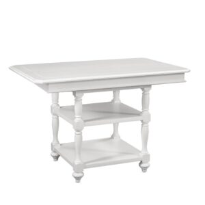 Bring instant charm and warmth to your dining space with the Cottage Traditions’ Extendable Gathering Height Table.  Finished in eggshell white
