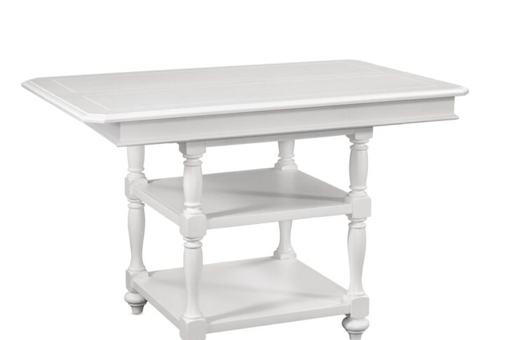 Bring instant charm and warmth to your dining space with the Cottage Traditions’ Extendable Gathering Height Table.  Finished in eggshell white