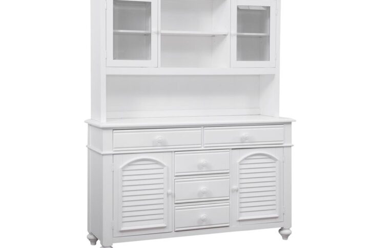 Bring instant charm and warmth to your dining space with the Cottage Traditions’ Server and Hutch.  Finished in eggshell white