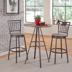 The 3 piece Talia Bar Height Pub Table Set has a clean design and will fit with most any modern decor