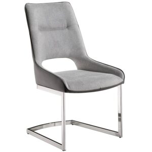 Comfort and style without busting your budget are the hallmarks of this contemporary dining chair. Offered in a light grey with dark grey PU