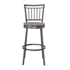 yet rustic style.  The sturdy frame is crafted from steel with a slate grey powder coated finish and a dark