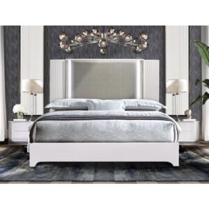 Elegant styling and a sleek exciting design  are the details of the Aspen bed. This contemporary Bed is available in dominant white with complementary ridge trim detail