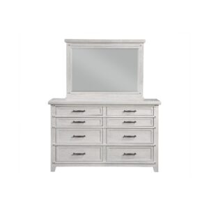 The Levi features an upscale farmhouse design that incorporates traditional farmhouse elements with some modern touches. The extra thick tops on the dresser