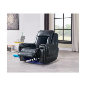 a modern and stylish living room set that combines comfort and sophistication. A luxurious seating experience is provided by the double padded armrests and the tone-on-tone fabric application with velvet on the seat backs and leather-like PU on other areas. All of the distinctive features including USB are complemented by the black on black design