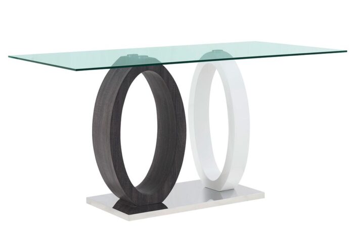 Striking ultra modern design and bold styling this dining table by Global Furniture USA is in a class all by itself. This table boasts a rectangular clear glass top
