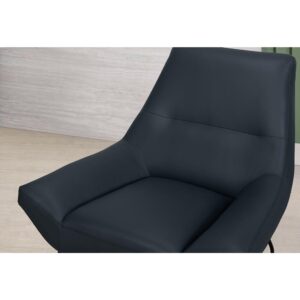a stylish and sophisticated addition to any living space. This chair features a sleek design with clean lines and a leather upholstery that exudes elegance and luxury. The sturdy metal frame provides reliable support and stability