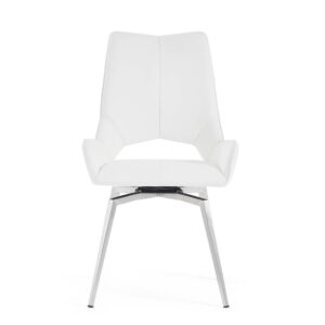 Cradle your family and friends in comfort with this charming contemporary style dining chair. The bucket style seats are designed to provide maximum relaxation and the white faux leather (PU) tones of this chair make it an easy fit for your existing kitchen/breakfast room decor. Additional features of this seating include open back design