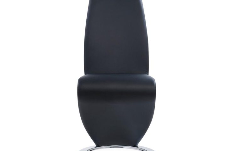 With a Z-Shape design and horse shoe shaped base this dining chair will liven up your contemporary home. This sturdy chair is finished in a black PU material over foam fill for a comfortable and relaxing seating experience. Adding this chair to your dining area will most certainly spruce up your decor.