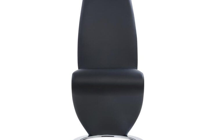 With a Z-Shape design and horse shoe shaped base this dining chair will liven up your contemporary home. This sturdy chair is finished in a black PU material over foam fill for a comfortable and relaxing seating experience. Adding this chair to your dining area will most certainly spruce up your decor.