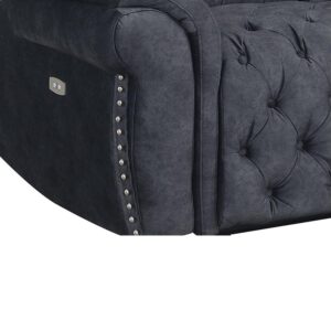 Evelyn Recliner has Victorian under tones and glam over-tones. The combination gives you a modern twist on a classic design. The button tufted design with the high back and padded arm makes the Evelyn both comfortable and highly stylish.