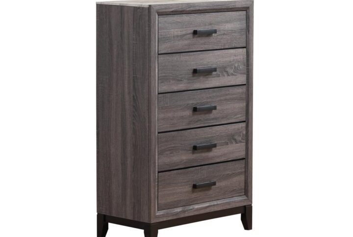 The chest is finished in a Matte Gray Washed Tone with a High Gloss Top. The rich color and clean lines will complement any home. not only is this chest stylish but it also provides ample storage. Features include tapered legs