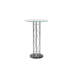Enhance the trendy contemporary look of your casual dining area with this chrome metal circular bar table. Perfect for any space