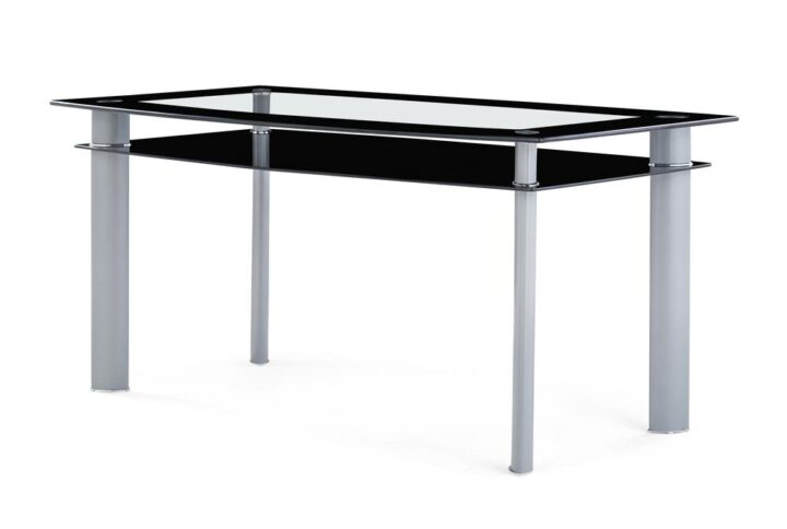 This dining table offers rich design and transitional styling that invites a relaxed setting into your home. This clean lined rectangular shaped dining table with black trim will create the perfect look for intimate dinners or casual get togethers.