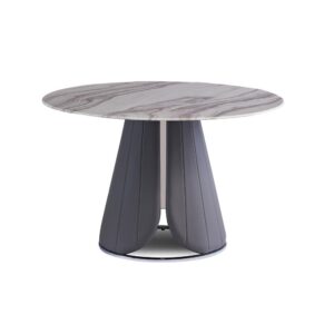 Introducing the D1464DT from Global Furniture USA! Elevate your dining experience with this stunning round faux marble glass top dining table. Its sleek chrome and PU base combine modern design with durability. Perfect for adding a touch of elegance to any dining space.