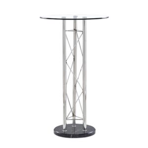 Enhance the trendy contemporary look of your casual dining area with this chrome metal circular bar table. Perfect for any space