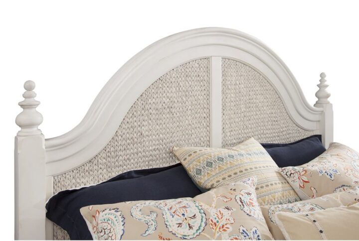 You can almost hear the lull of the ocean waves with the addition of the Rodanthe Bedroom Collection to your home.  The dove-white finish with gentle rub through creates a warm and familiar environment for you or your guests. The Rodanthe Woven Panel Headboard boasts thick