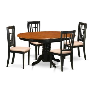 This beautiful Asian hardwood dining table and chairs set fits well in most dining rooms or kitchens. The table has an expansion leaf that folds and stores right underneath the table top. The pedestal table is in an attractive Black & Cherry finish