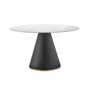 Geneva Ceramic Top 51" Round Dining Table w/ Gold Trim