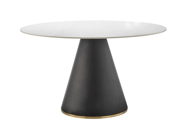 Geneva Ceramic Top 51" Round Dining Table w/ Gold Trim