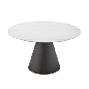 Geneva Ceramic Top 51" Round Dining Table w/ Gold Trim