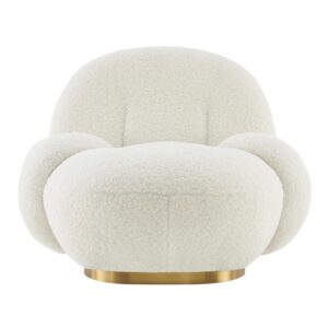 Claudia Faux Shearling w/ Gold Base Swivel Accent Chair