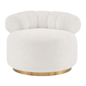 Marcy Faux Shearling w/ Gold Base Swivel Accent Chair