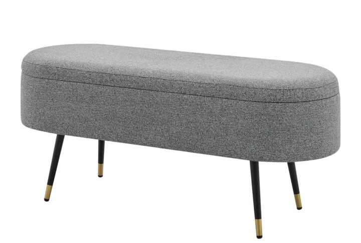 Phoebe KD  Fabric Storage Bench w/ Gold Tip Metal Legs