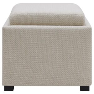 Cameron Square Fabric Storage Ottoman with Tray