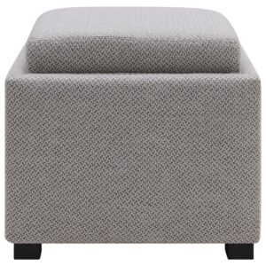 Cameron Square Fabric Storage Ottoman with Tray