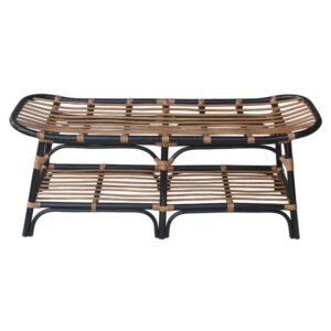 Damara Rattan Bench w/ Shelf