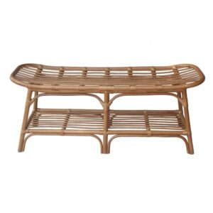 Damara Rattan Bench w/ Shelf