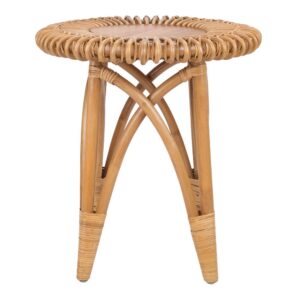 Alani Rattan Round Side/ End Table w/ Wood Top