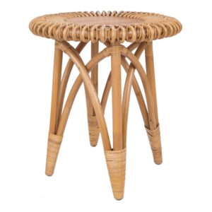 Alani Rattan Round Side/ End Table w/ Wood Top