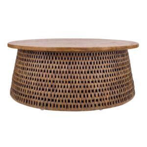 Kamari Rattan Coffee Table w/ Wood Top