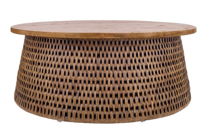 Kamari Rattan Coffee Table w/ Wood Top