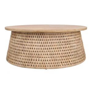 Kamari Rattan Coffee Table w/ Wood Top