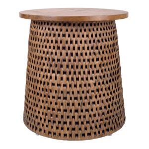 Kamari Rattan Side/End Table w/ Wood Top