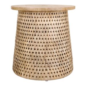 Kamari Rattan Side/End Table w/ Wood Top