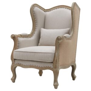 Guinevere Burlap Wing Arm Chair